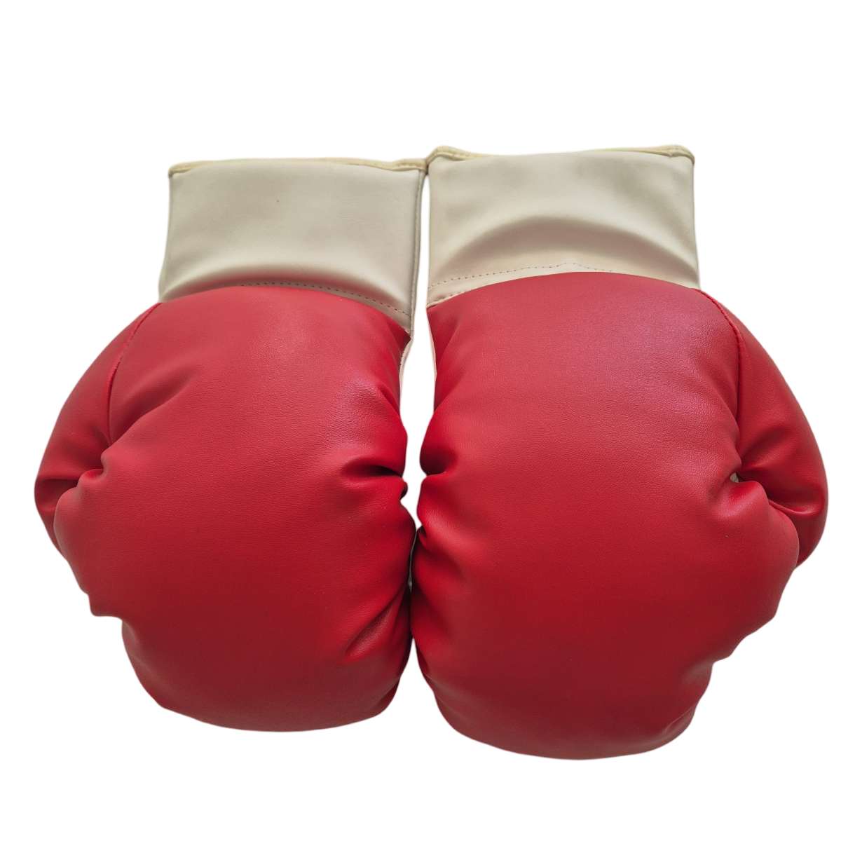 11oz Boxing Gloves Top View – Red and Beige Lace-Up Training Gloves