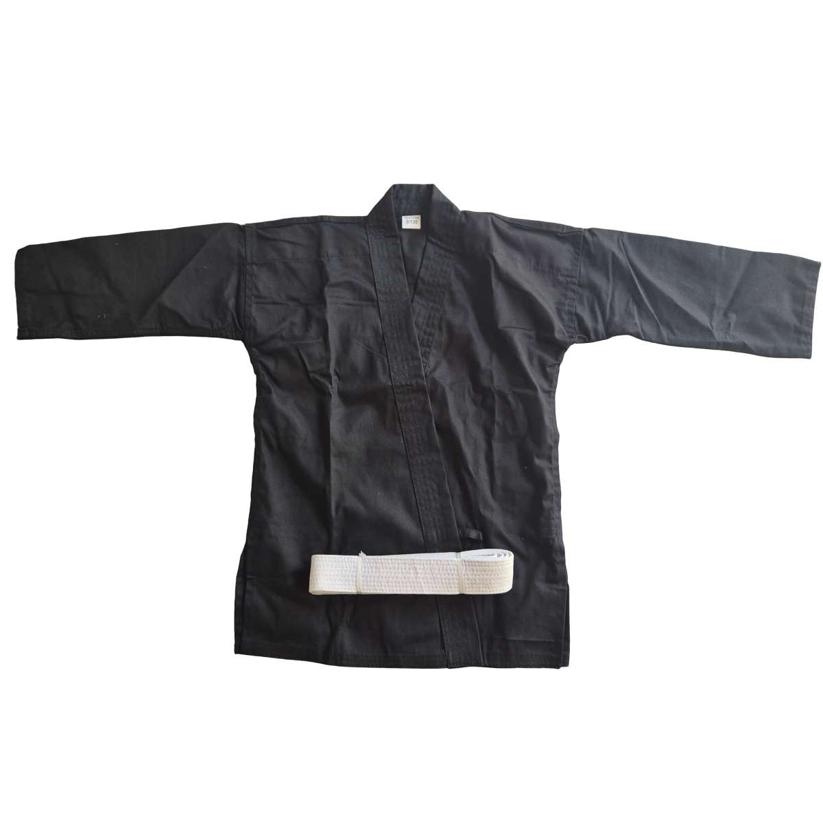 100% Cotton Karate Gi in black with white belt